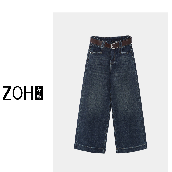 ZH162【左韩】秋装新款阔腿牛仔裤经典牛仔面料宽松版型KH530030C
