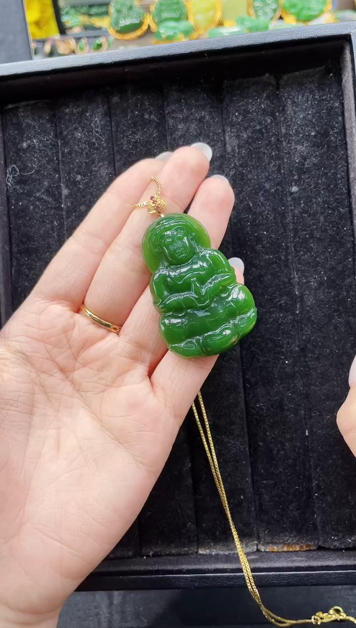 【闪购商品】和田玉吊坠18K金镶嵌50MM 多样性发一