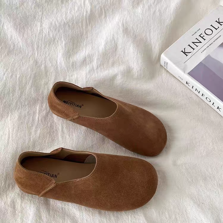 【916】复古一脚蹬单鞋女2025春秋新款两穿勃肯鞋软底懒人豆豆鞋