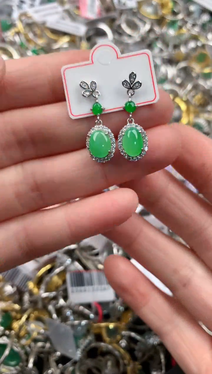 银S925镶嵌戒指翡翠444   10