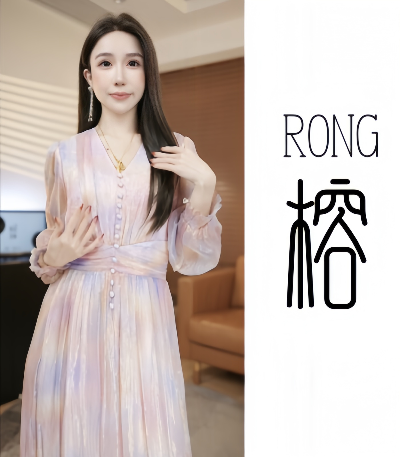 “流光溢彩”金丝提花印花100%桑蚕丝减龄显瘦真丝女士收腰裙子C200