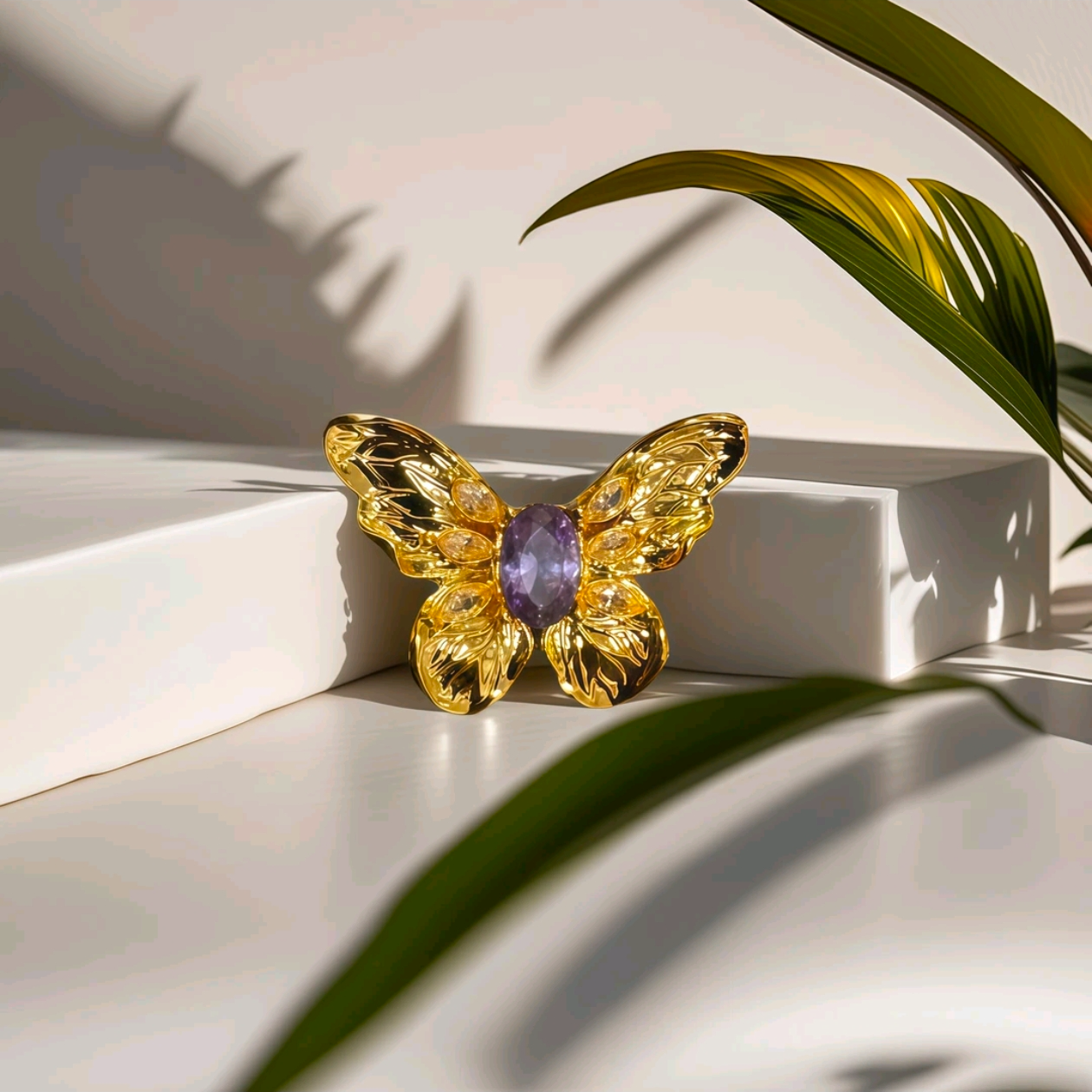 【质检发货】MR18K时尚紫水晶蝴蝶吊坠（赠合金链）