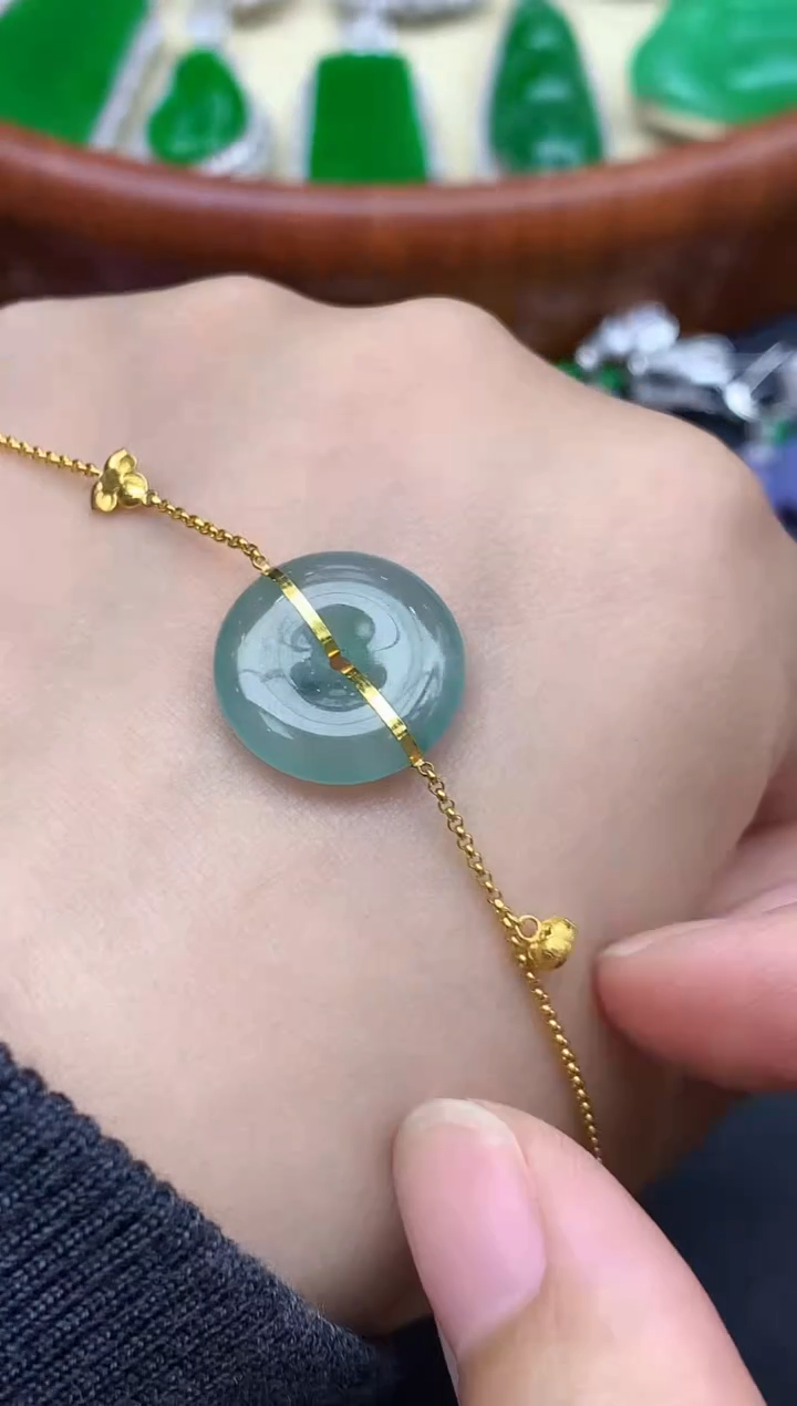 18K金镶嵌手链翡翠377-中国好珍宝