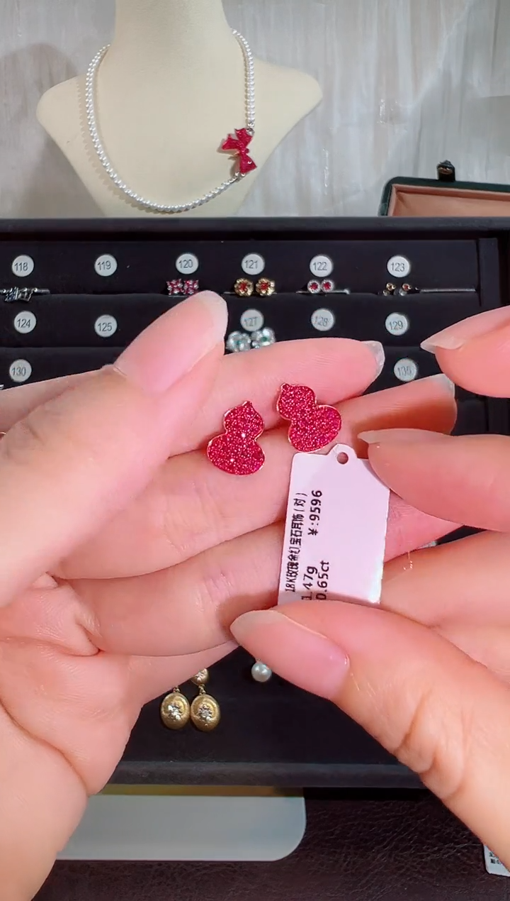 18K金镶嵌耳饰红宝石BE10349-1#-R#124