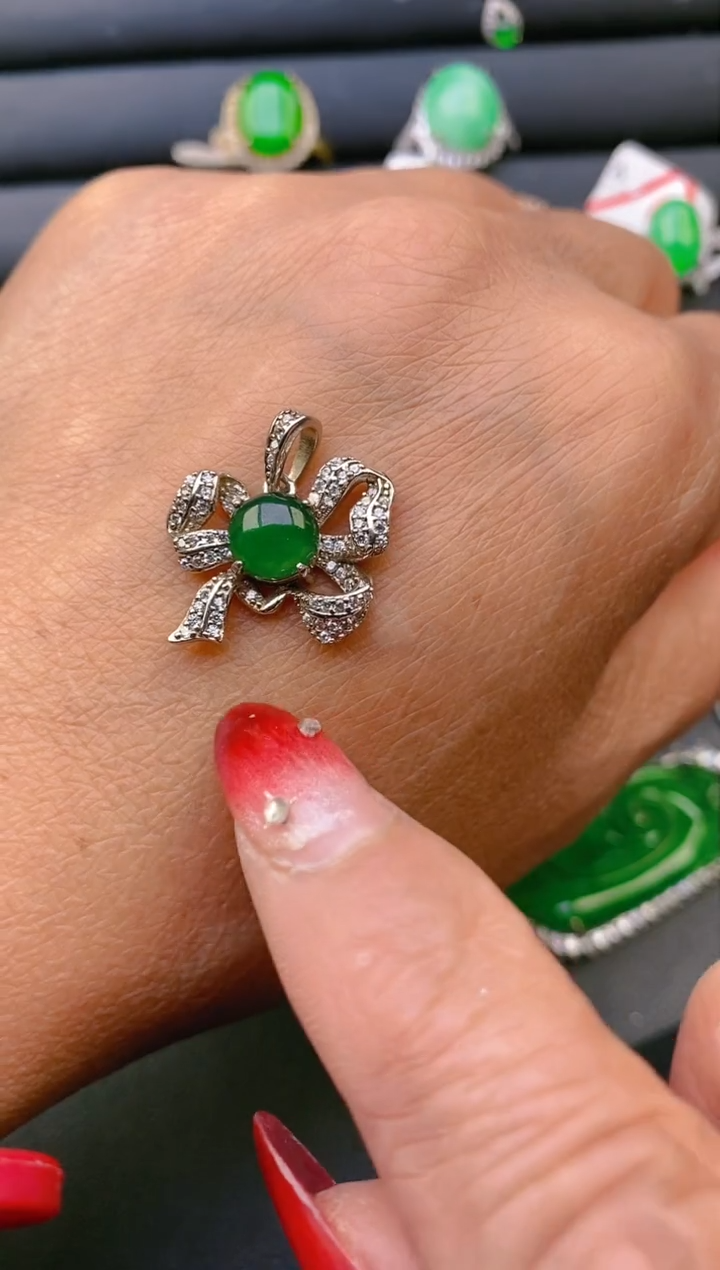 【闪购商品】翡翠戒指银S925镶嵌天然A货翡翠1