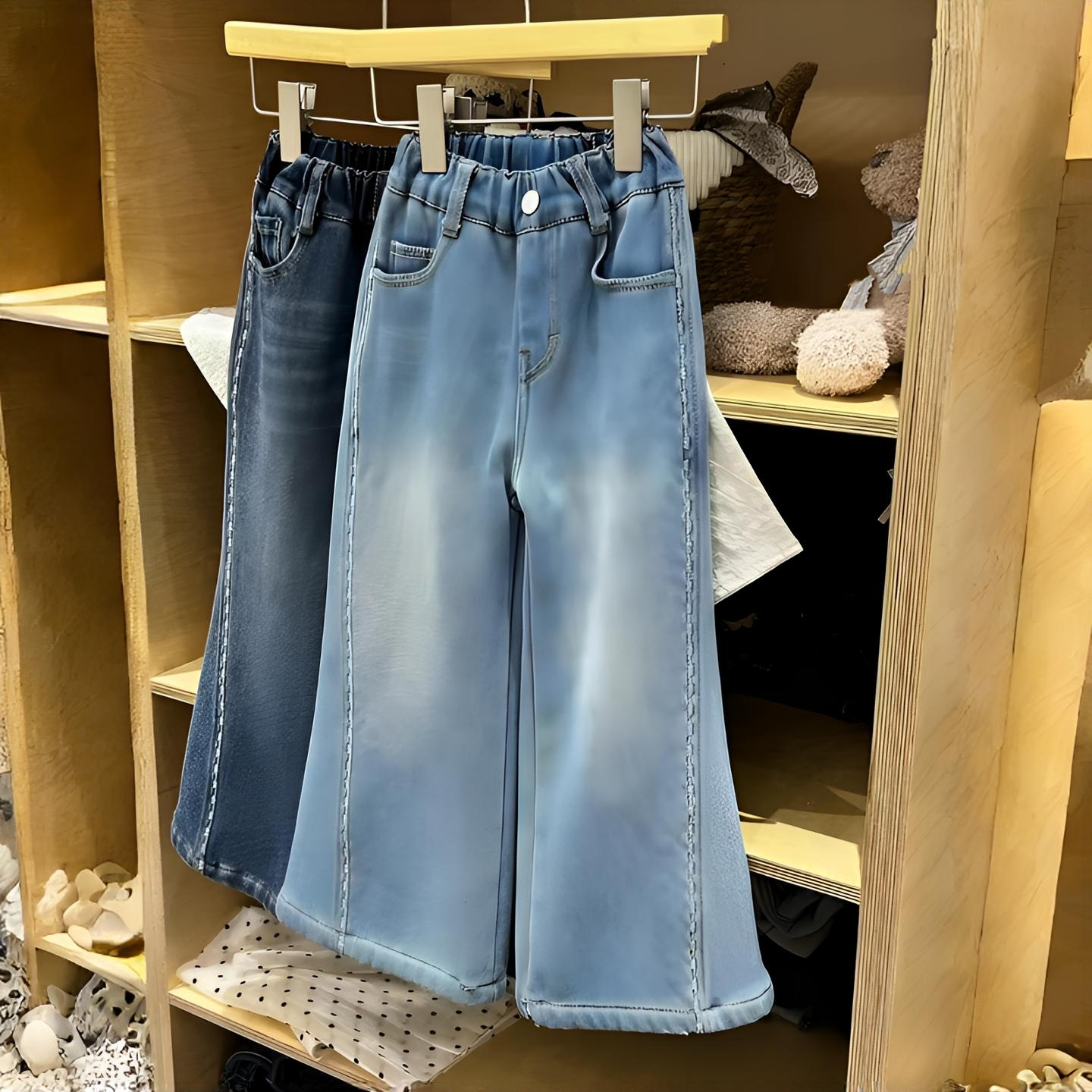 2025秋冬新款长裤牛仔裤女童时尚百搭休闲宽松F54055