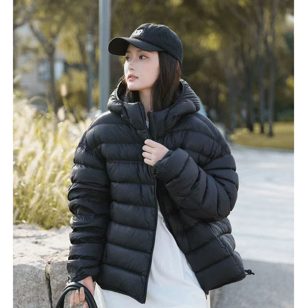 【90绒子白鸭绒】25款秋冬短款连帽百搭小个子排骨款羽绒服YB008