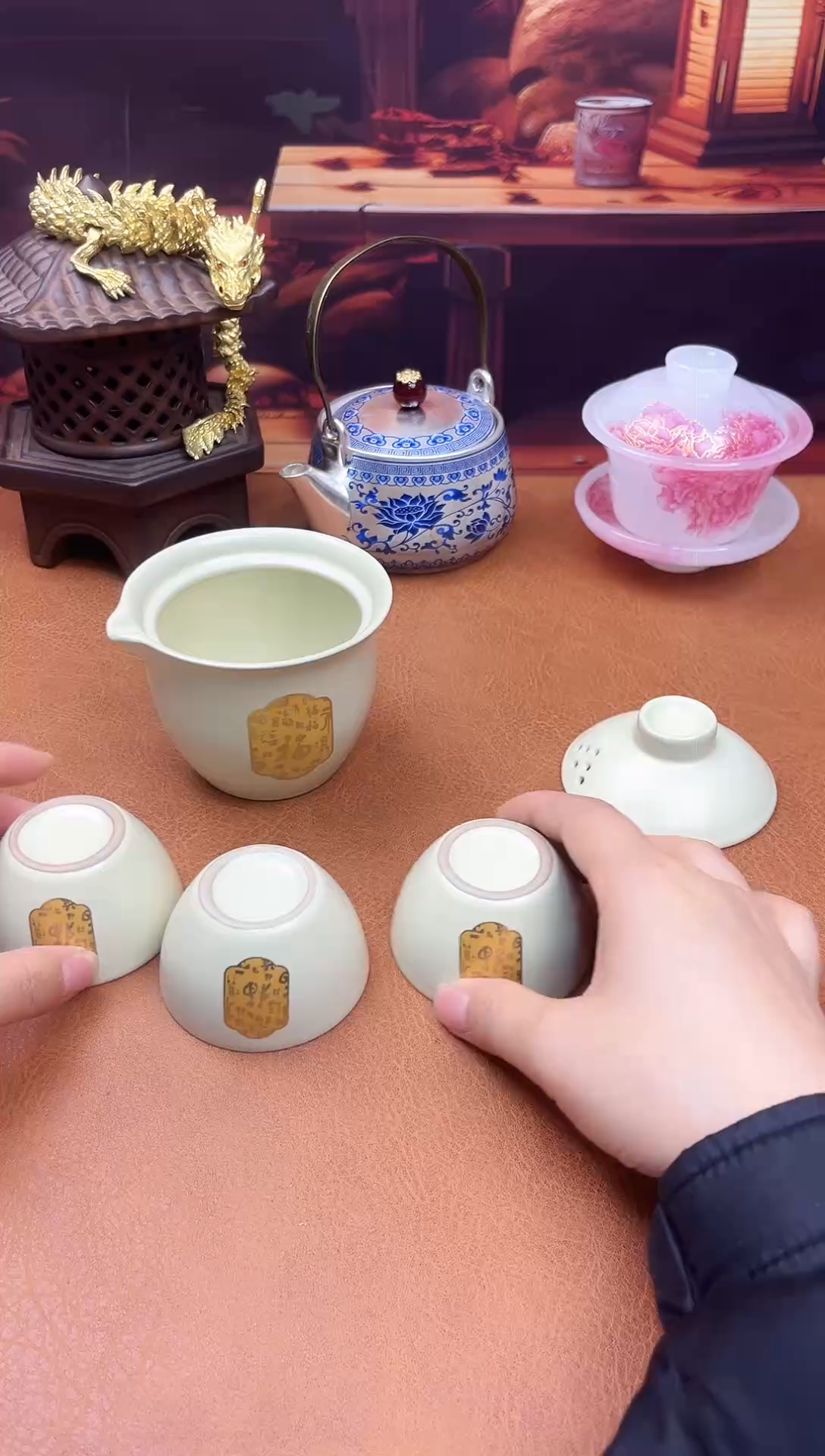 陶瓷茶具摆件旅行套组