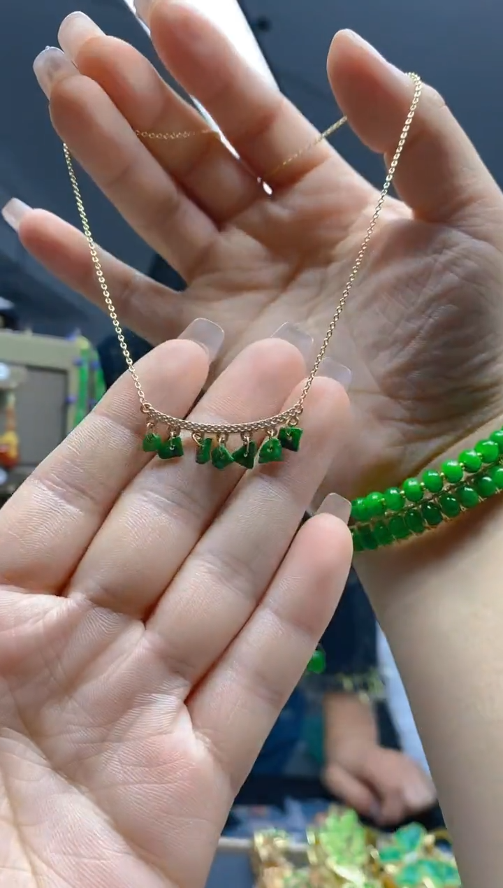 【闪购商品】翡翠耳饰合金178翡翠锁骨链