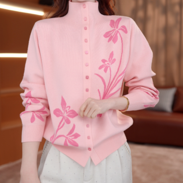 当观水月2026新款长袖毛衣女漂亮套头立领上衣女外搭气质保暖