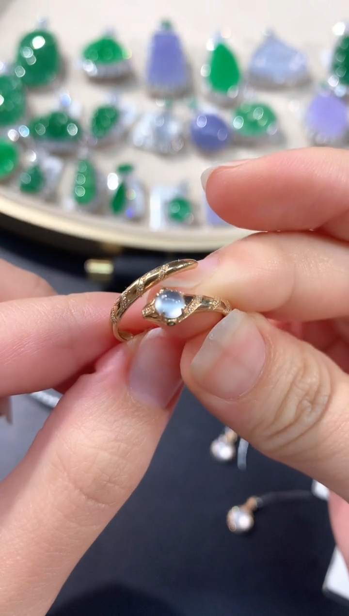 翡翠戒指18K金镶嵌A01|1980