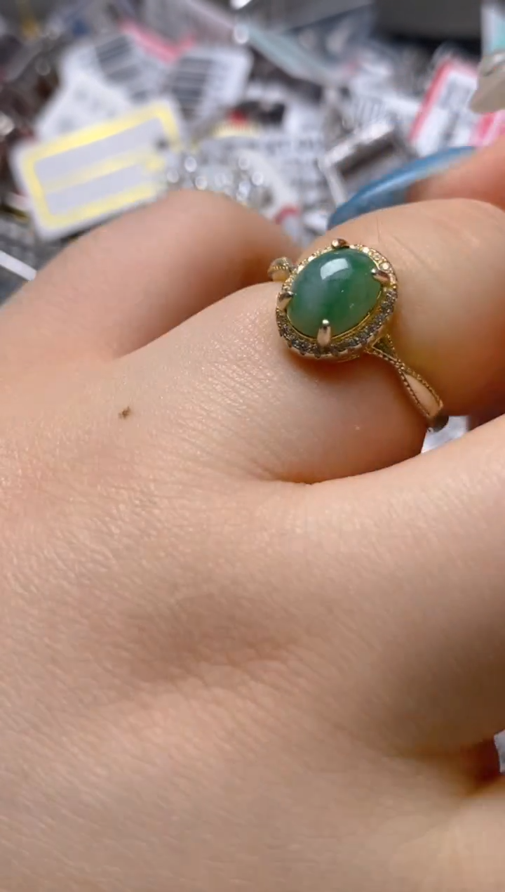 银S925镶嵌戒指翡翠百内无证书