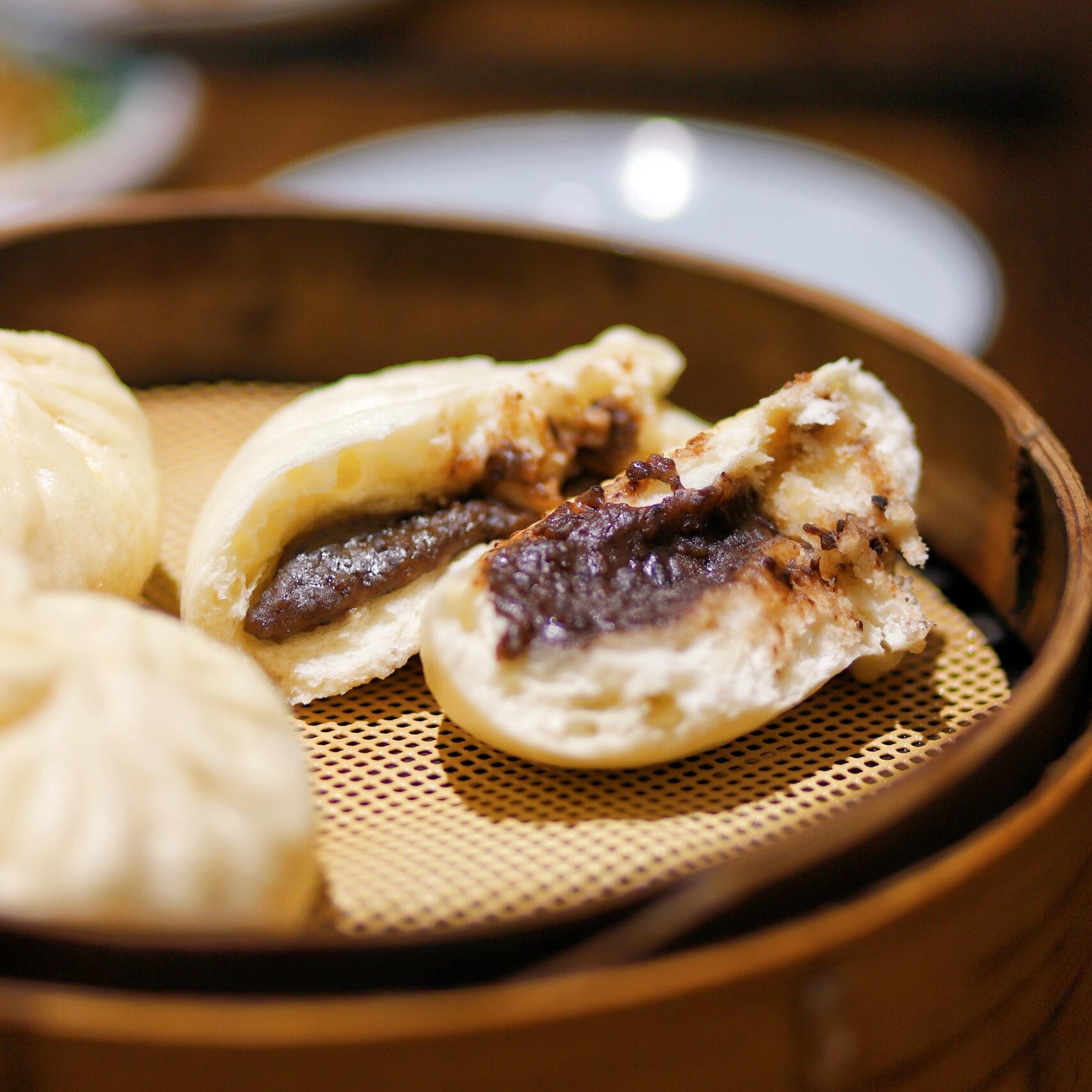 豆沙包兴化清风茶社早茶点心手工桂花豆沙包老面