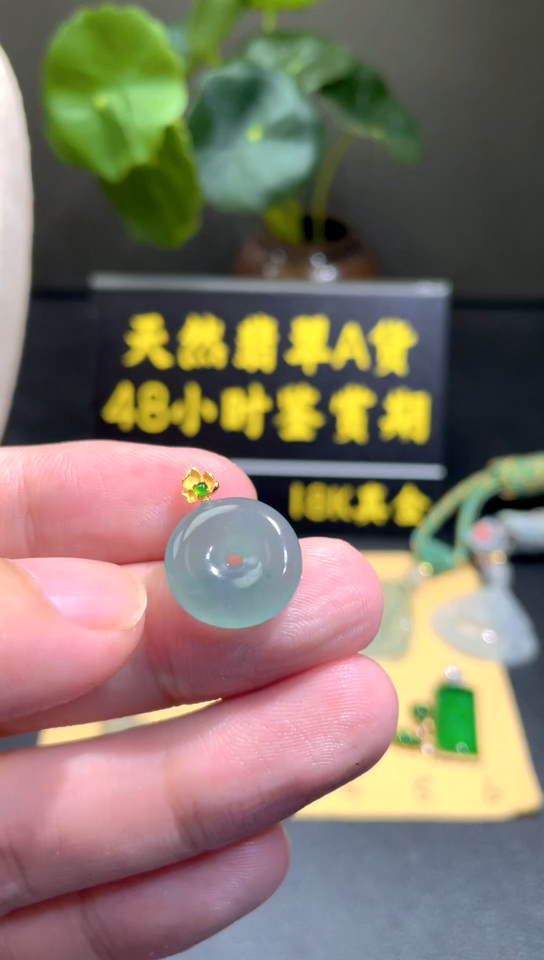 颈饰18K金镶嵌翡翠翡翠A货