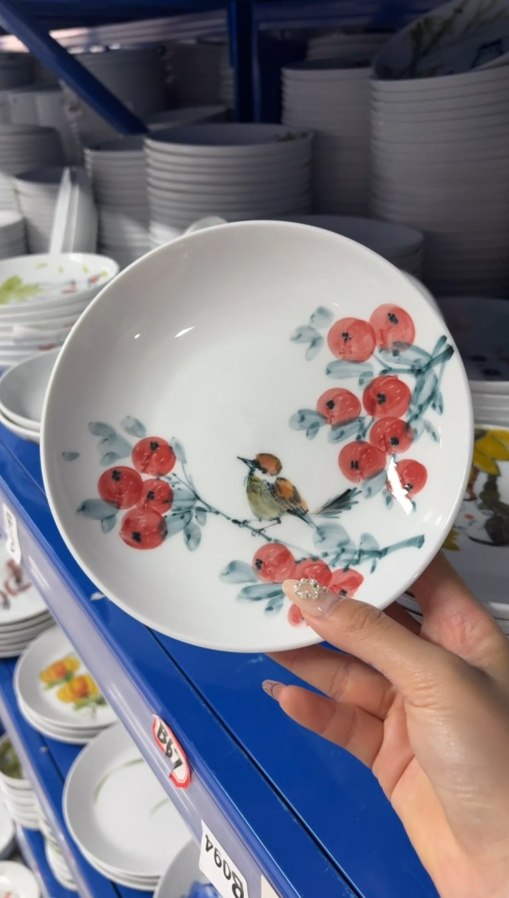 瓷片景德镇高温陶瓷食品级手绘釉中彩-浅盘