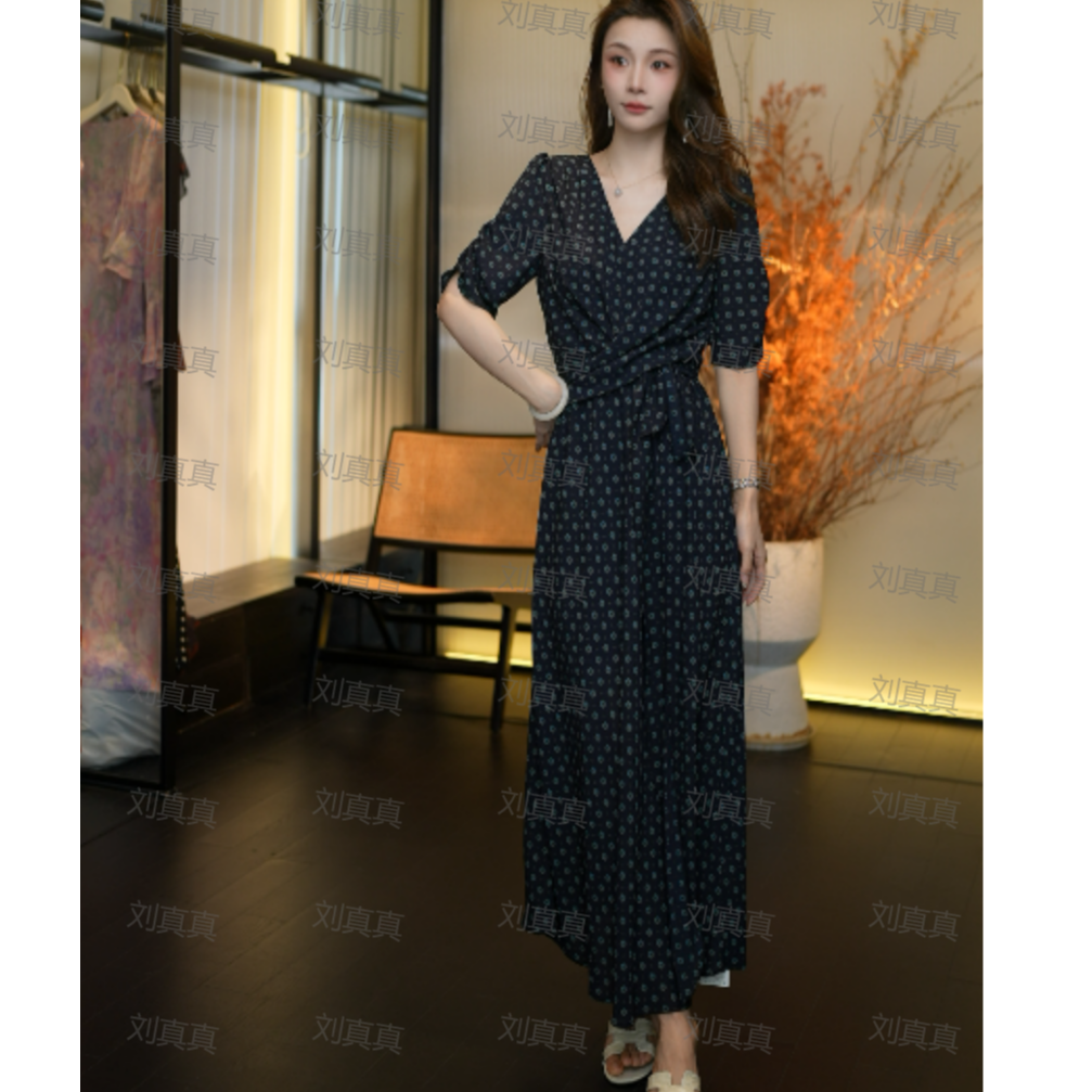 【刘真真露西小姐】Z681 小野法式慵懒风气质连衣裙QC