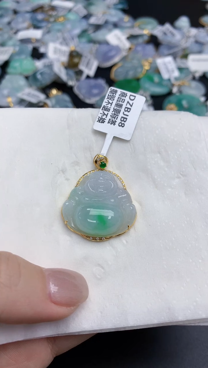 【闪购商品】翡翠颈饰18K金镶嵌天然缅甸翡翠A货