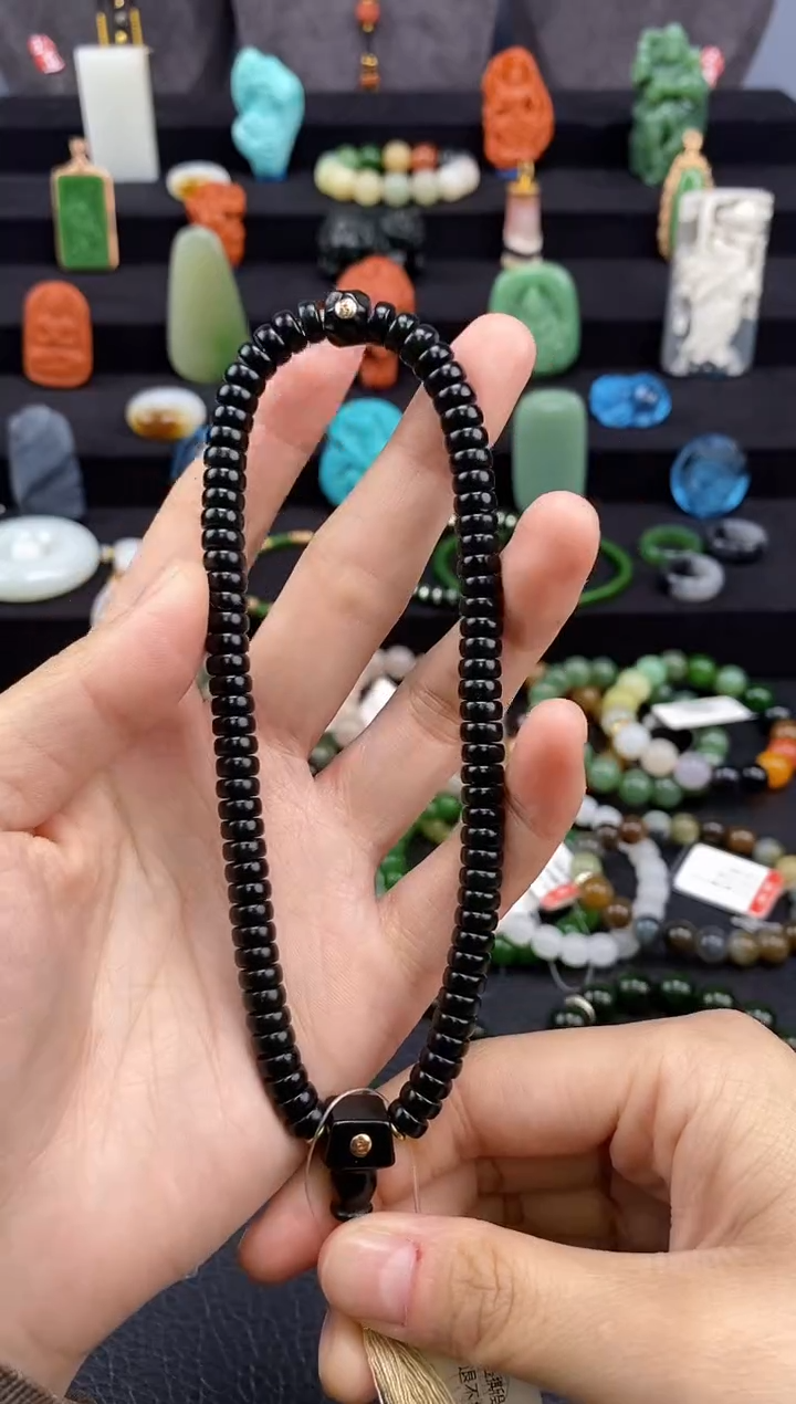 【闪购商品】和田玉-未镶嵌6.5mm黑青药片手持