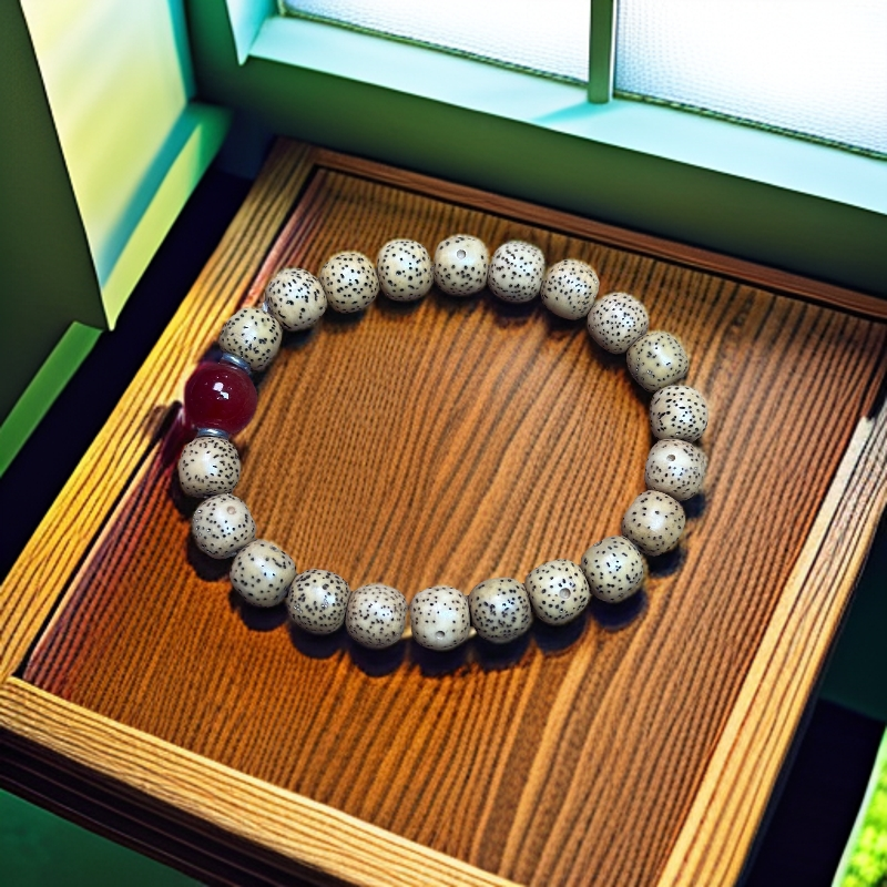 ZX0069-油黄星月桶珠7*8mm单圈手串