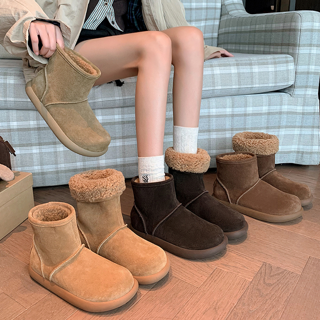 戈森定制大头勃肯雪地靴女2025新圆头厚底加绒加厚保暖百搭雪地棉