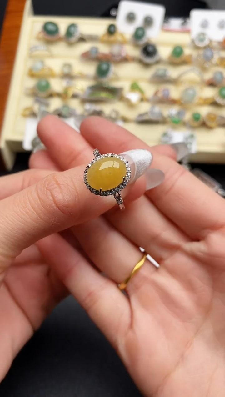 【闪购商品】翡翠戒指银S925镶嵌666666666+7