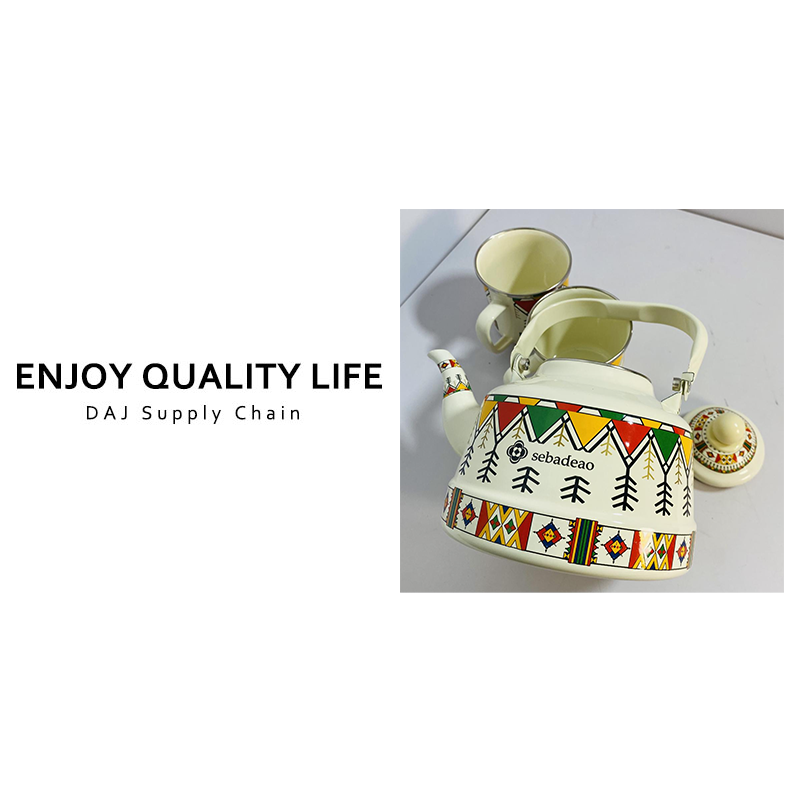 精致几何美学 抗腐蚀釉面 象牙白茶壶套具