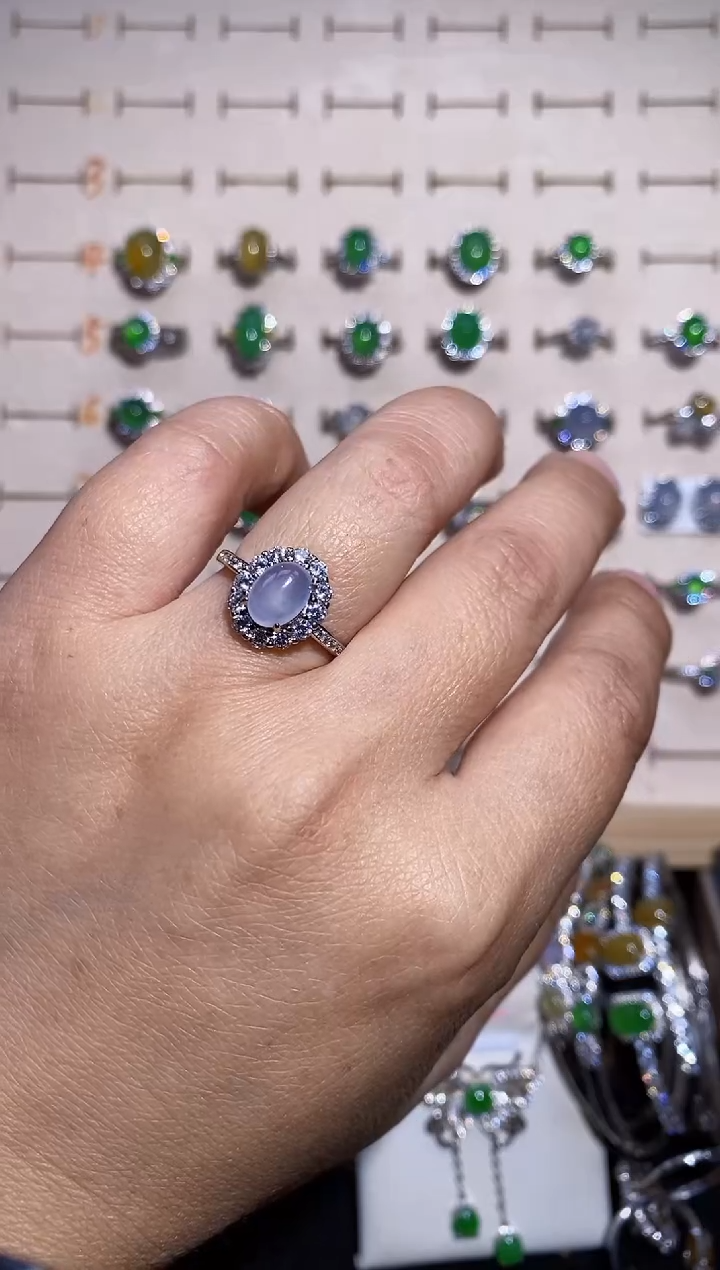 银S925镶嵌戒指翡翠戒指