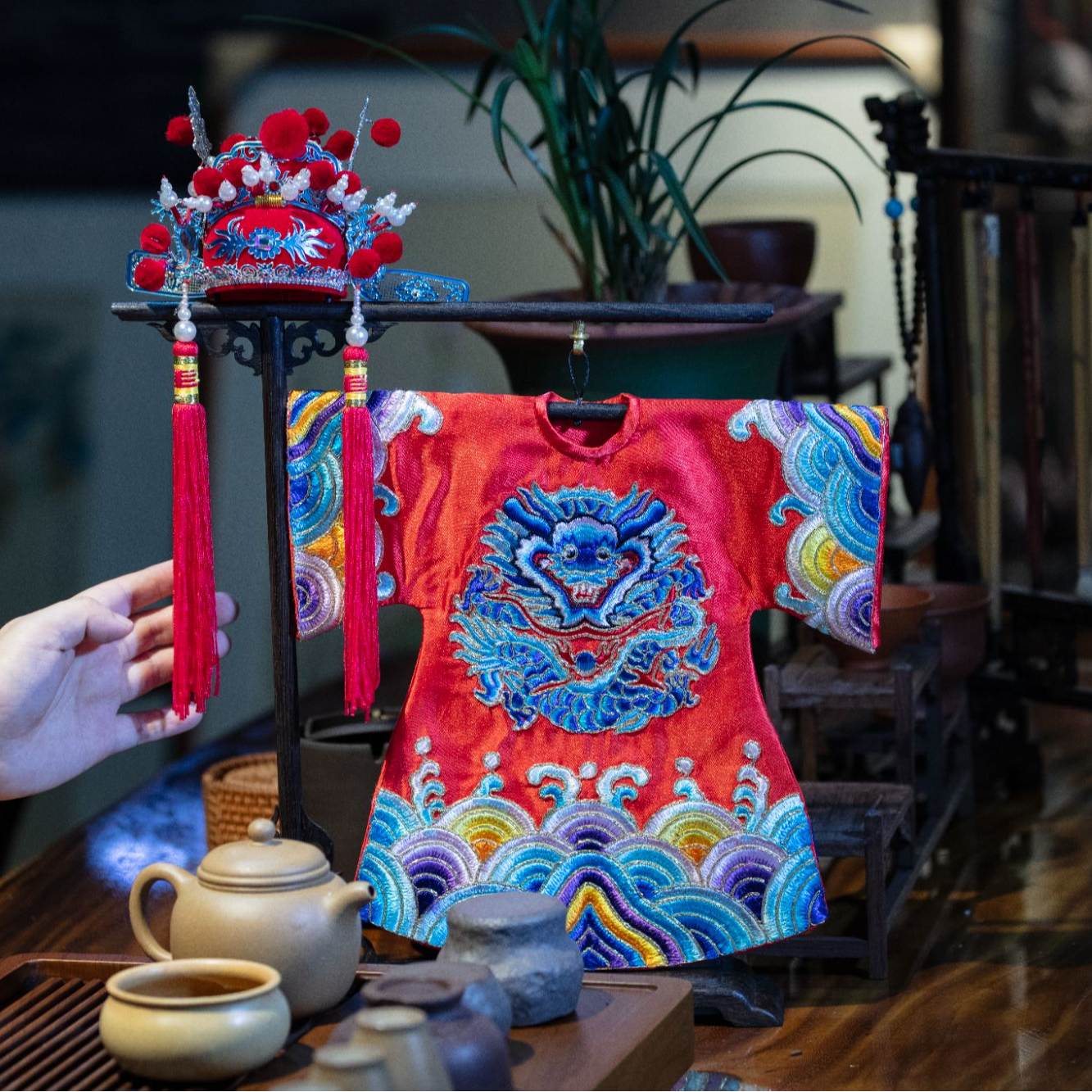 尚宫越戏曲摆件戏曲文创越剧状元帽微型戏服迷你状元帽越剧戏服