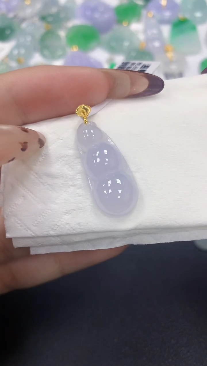 颈饰18K金镶嵌翡翠a货假一赔三支持复检百元上9元证书费自理