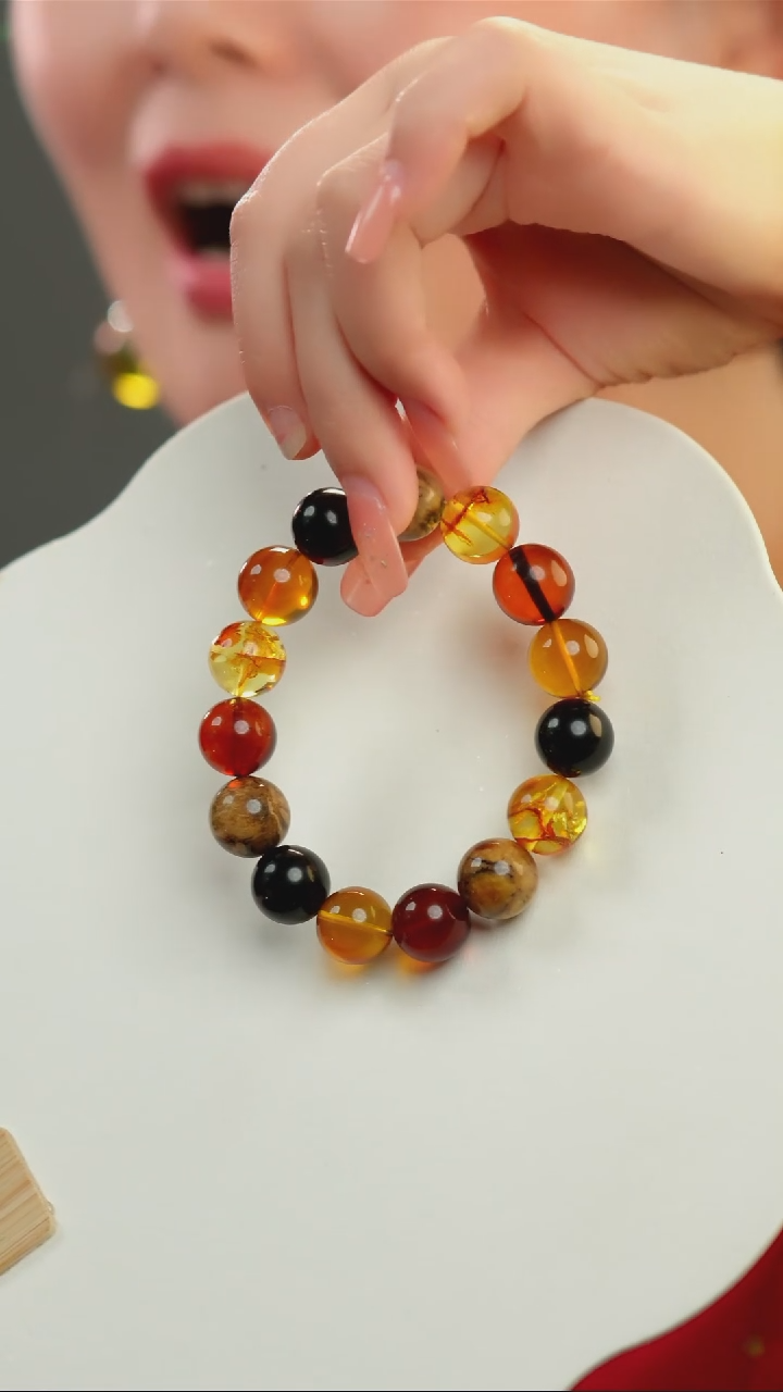 【闪购商品】琥珀手链未镶嵌14+多宝圆珠单圈手串