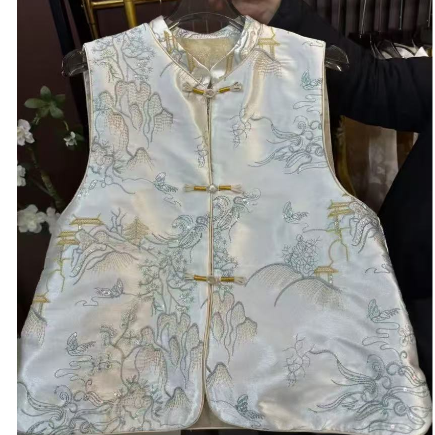 【烟雨楼阁】新中式国风刺绣马甲时尚印花女装马夹