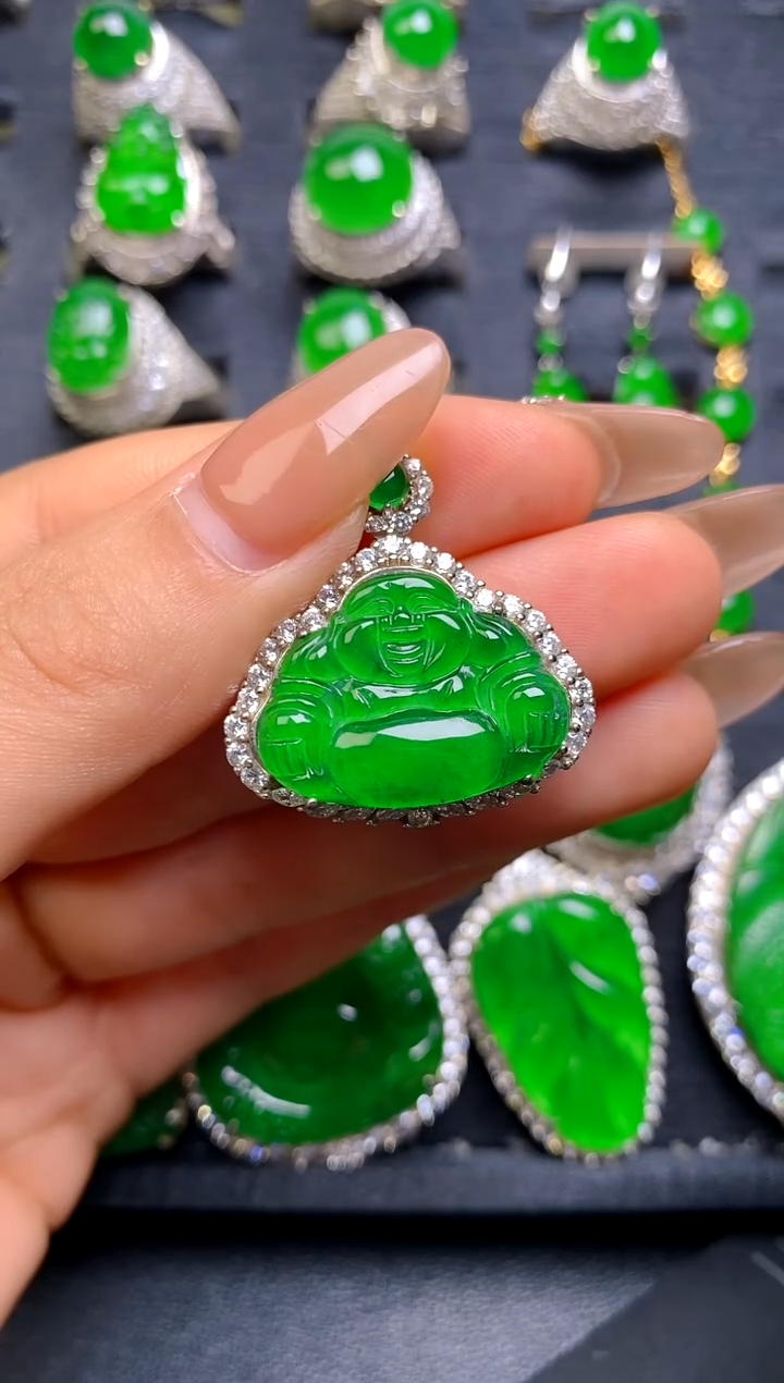 【闪购商品】翡翠吊坠(赠链)银S925镶嵌佛公吊坠