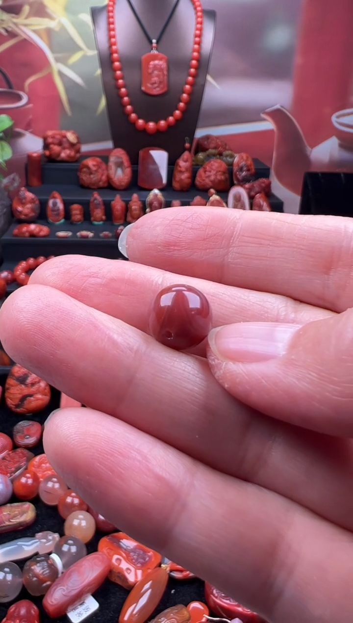 未镶嵌单珠南红玛瑙简*单珠