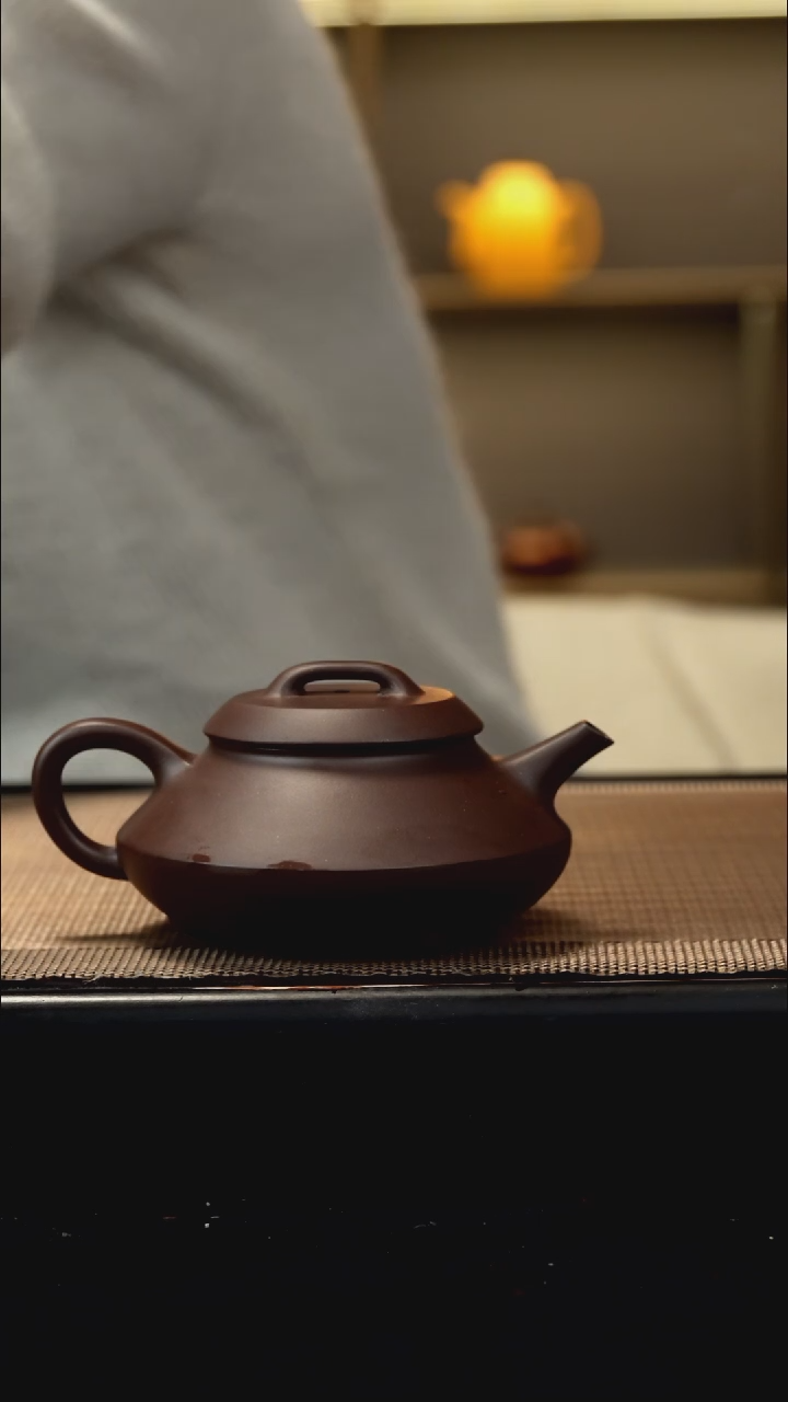 紫砂茶盏老紫泥础瓢160CC