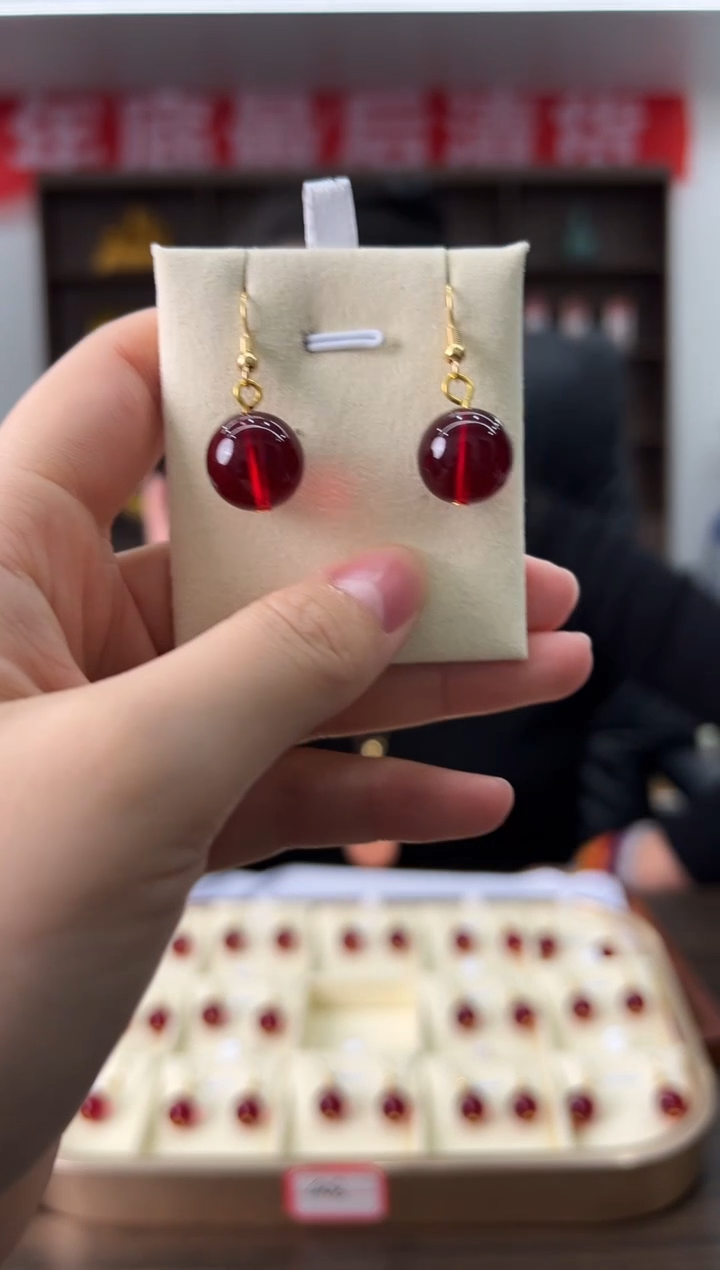 【闪购商品】血珀耳饰未镶嵌血珀耳饰ZX408S018