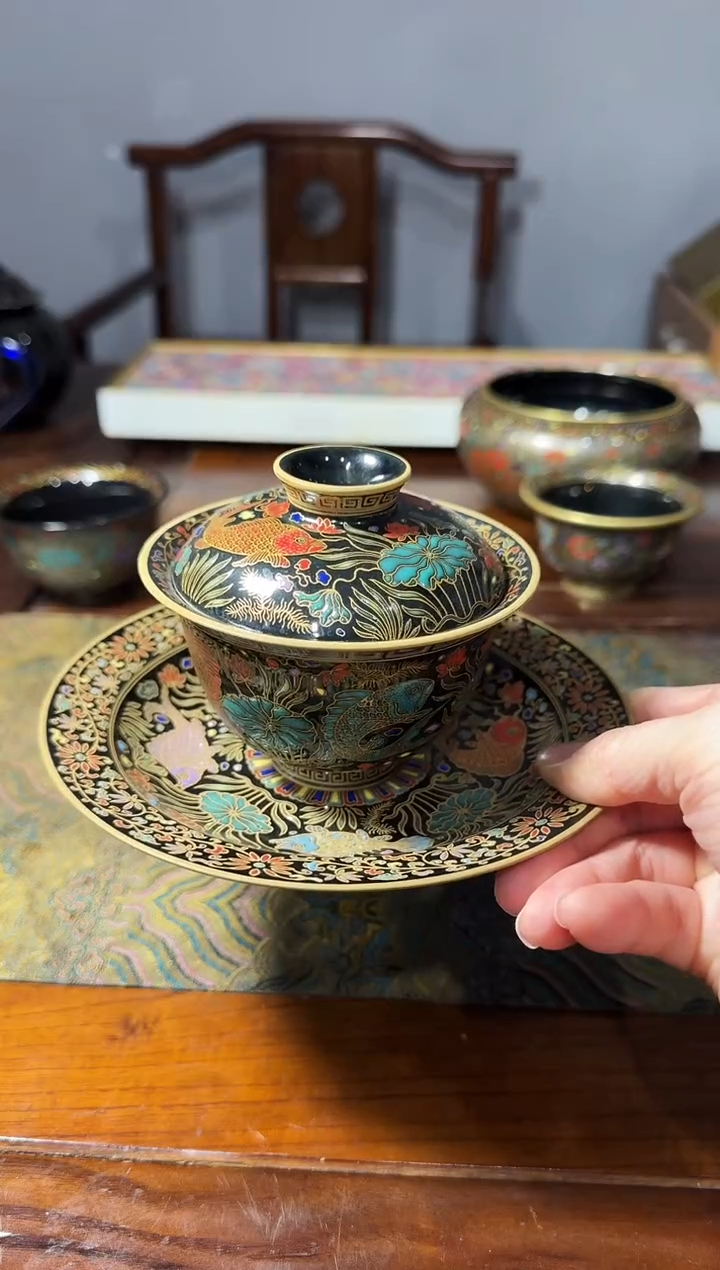【闪购商品】景德镇珐琅彩乌金釉套组套组