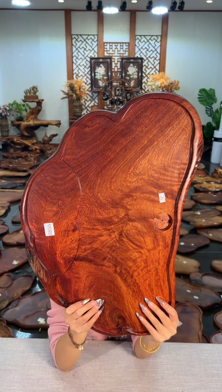 【闪购商品】大果紫檀（缅甸花梨）茶盘8855