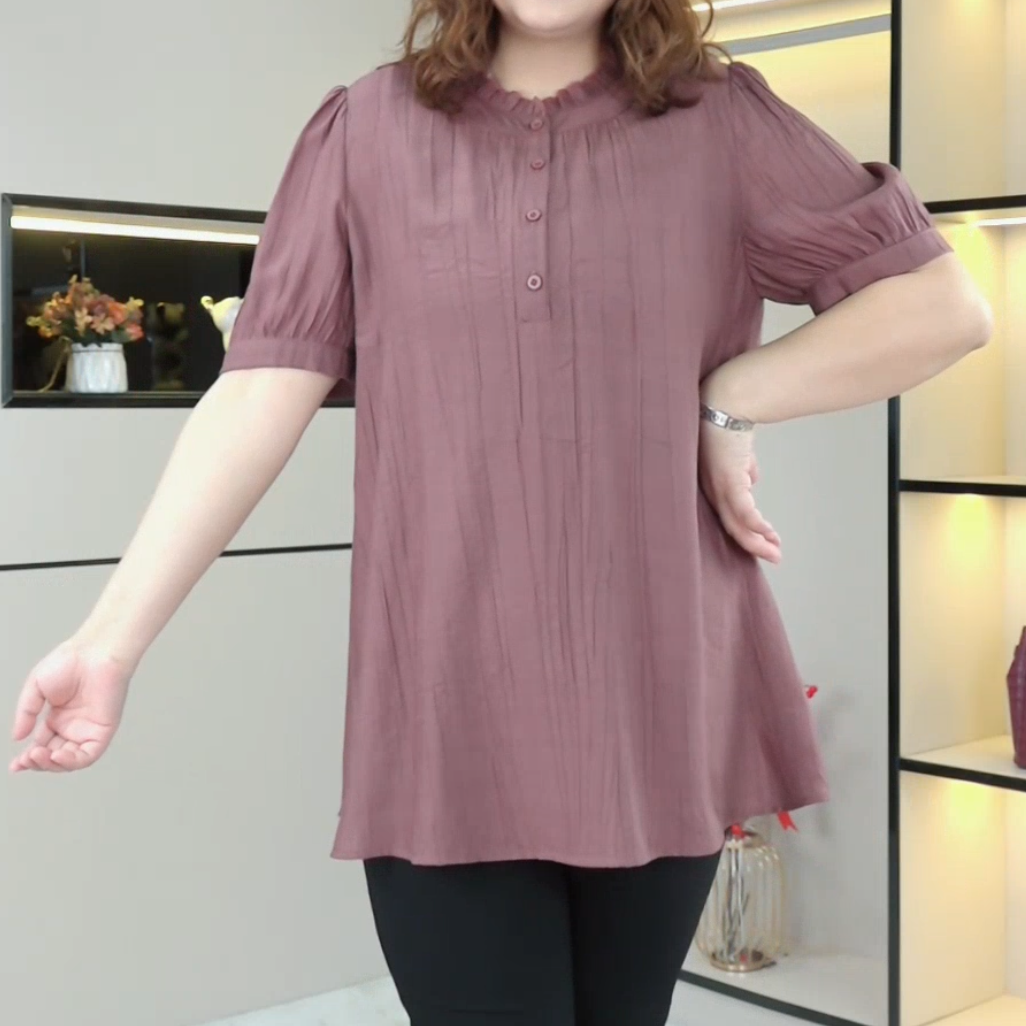 苏兰诺大码春夏季新款优雅大码显瘦遮肉气质显白百搭上衣250780