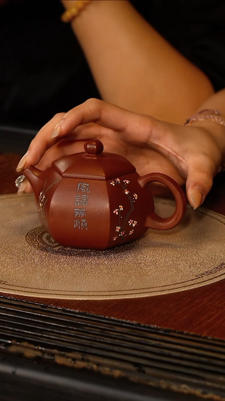 茶壶紫砂宜兴紫砂QYJ 红皮龙 六方西施