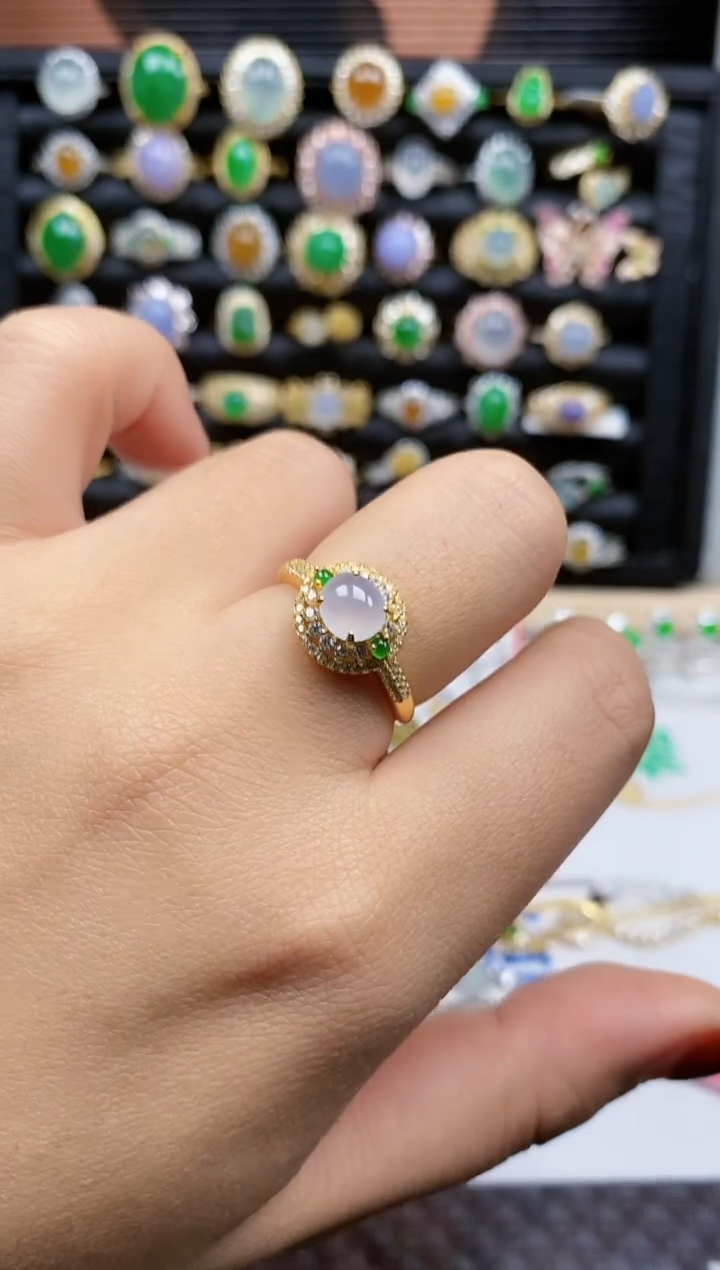 银S925镶嵌戒指翡翠383