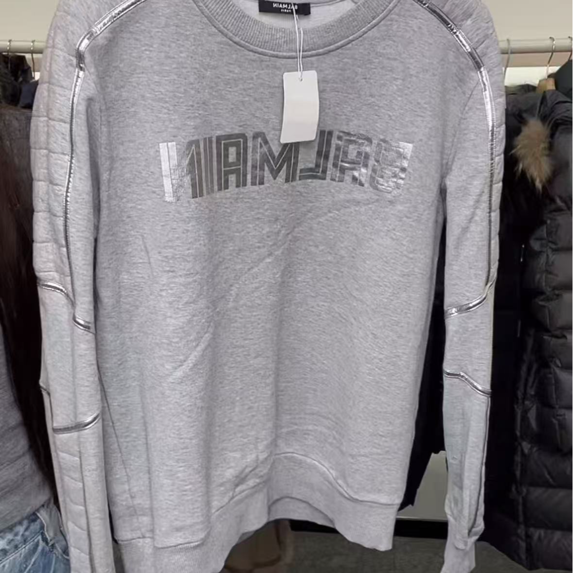 99新 BALMAIN/巴尔曼 灰色卫衣z325