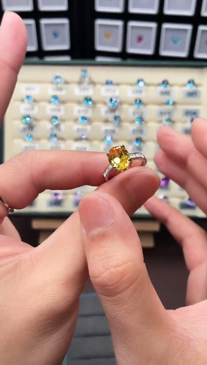 戒指彩色蓝宝石银S925镶嵌0001