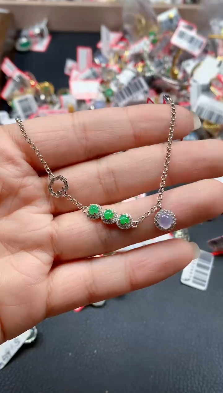 银S925镶嵌戒指翡翠天然A货缅甸翡翠