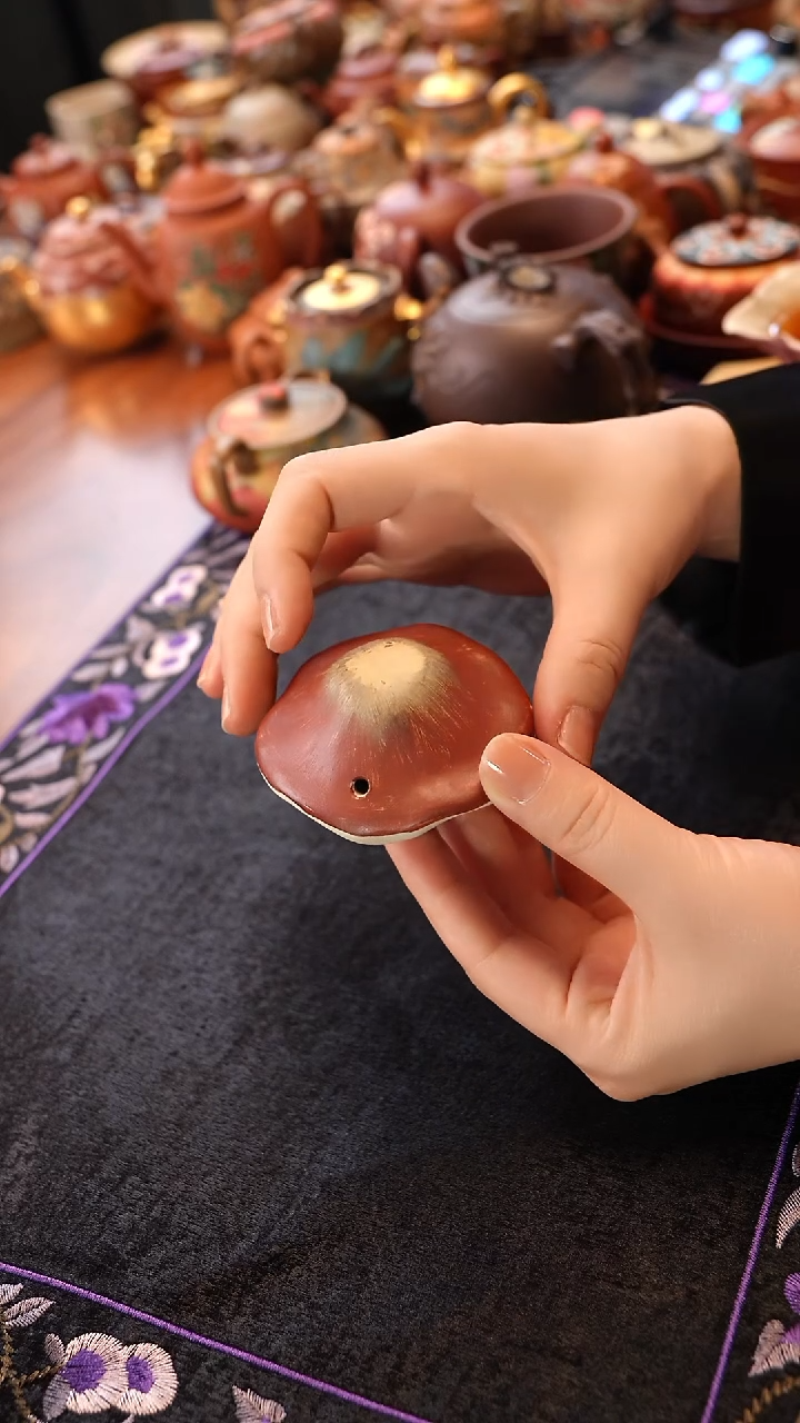 茶壶紫砂蘑菇盖置+香插