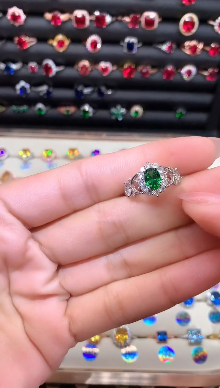 【闪购商品】透辉石戒指银S925镶嵌1