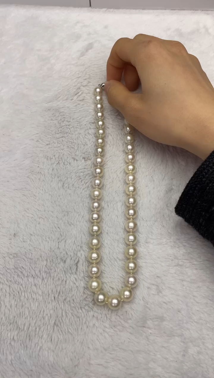 【闪购商品】海水珍珠项链银S925镶嵌南洋金珠9-11mm（多样性发一）