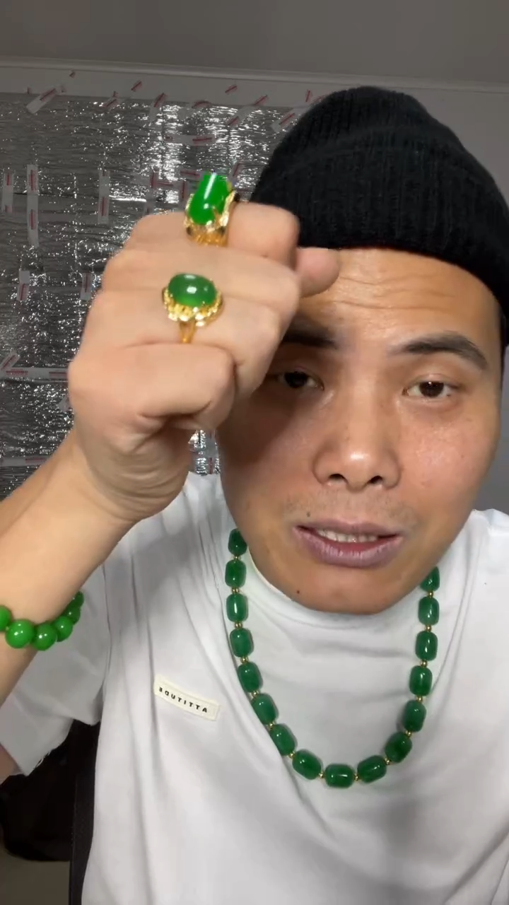翡翠戒指未镶嵌【小伍珠宝】缅料湖水绿鸽子蛋戒指