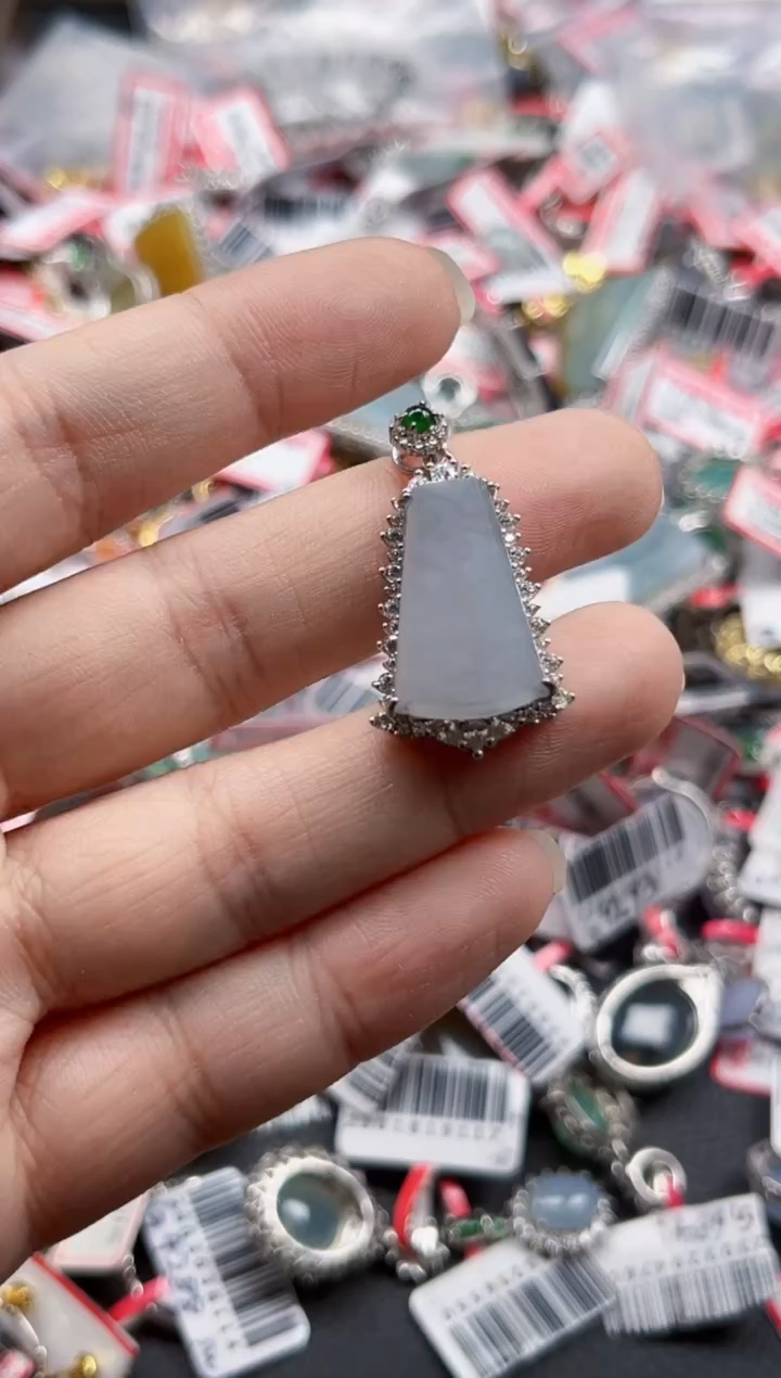 银S925镶嵌戒指翡翠天然A货缅甸翡翠