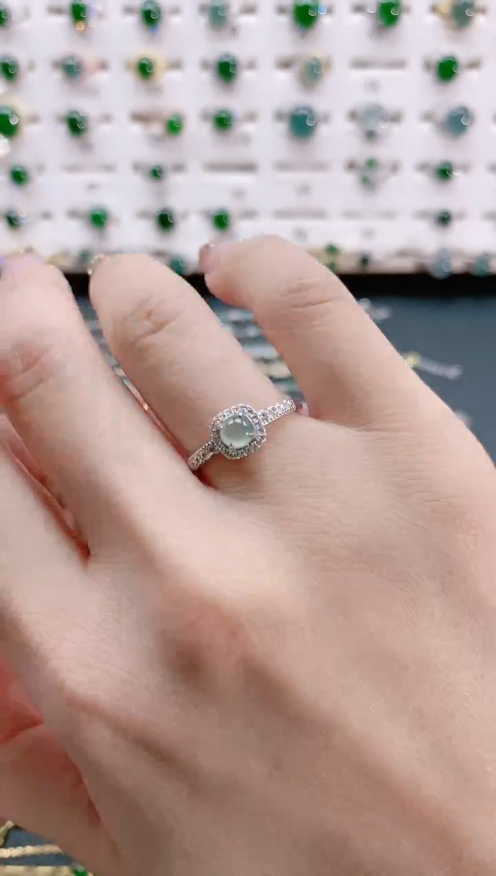 【闪购商品】翡翠戒指银S925镶嵌天然翡翠