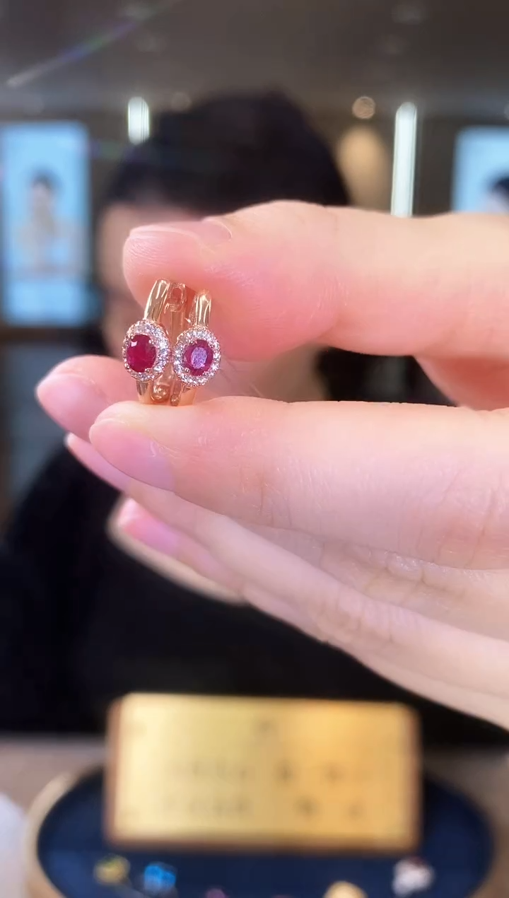 【闪购商品】红宝石耳饰银S925镶嵌09